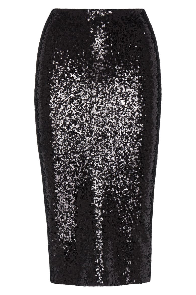 Sequin Midi Skirt, Alternate, color, BLACK