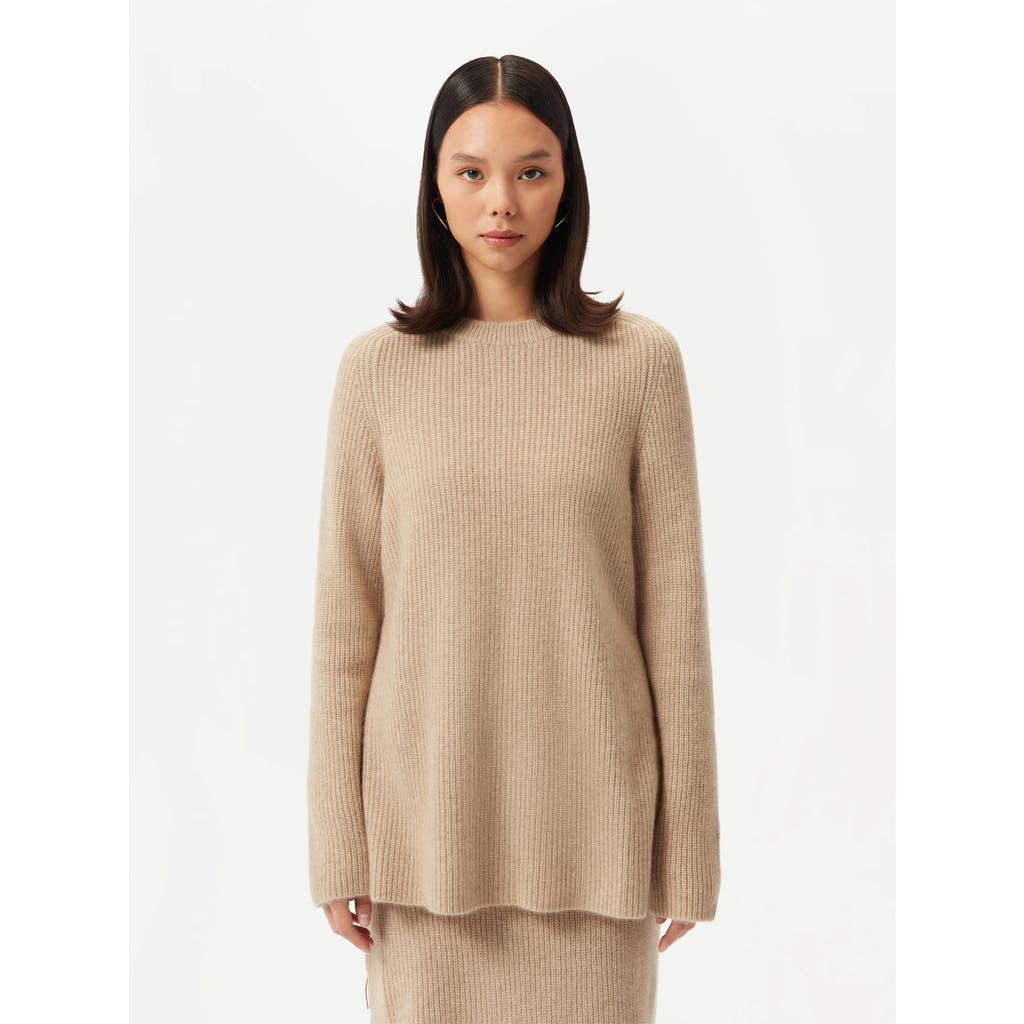 Gobi Mongolian Cashmere Cashmere Sweater With Side Zipper In Warm Grey