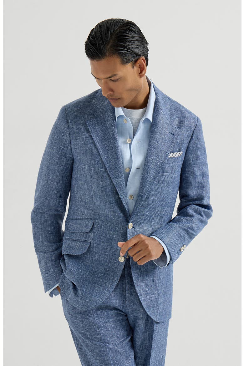 Hopsack deconstructed blazer, Main, color, Denim