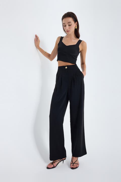 Elara High Waist Pleated Pants