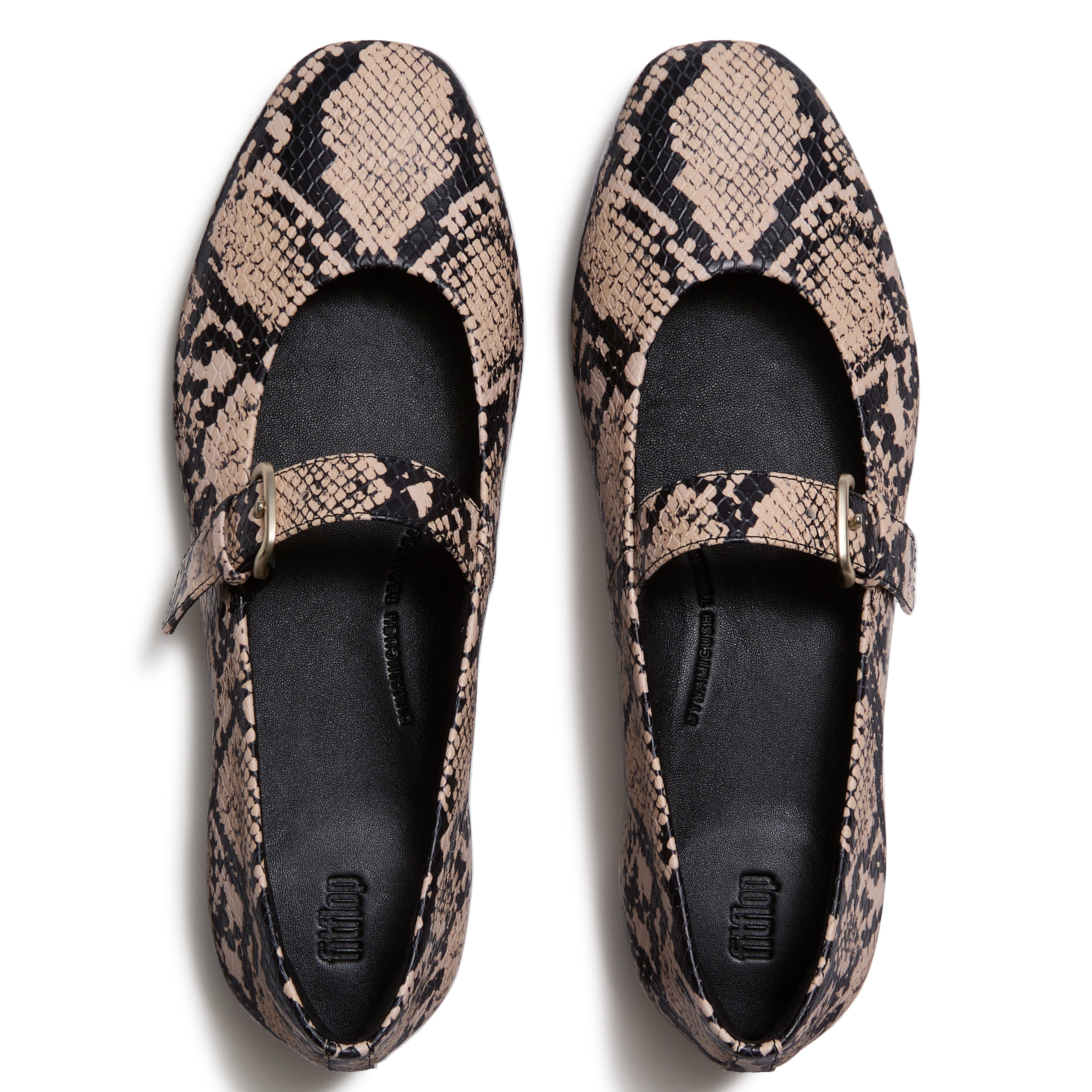 FitFlop Delicato Snake Mary Janes, Alternate, color, Hazy Taupe/Black