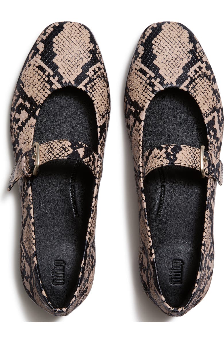 FitFlop Delicato Snake Mary Janes, Alternate, color, Hazy Taupe/Black