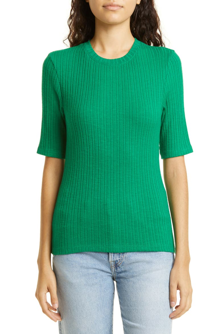 Variegated Rib Mohair & Alpaca Blend Sweater, Main, color, EMERALD