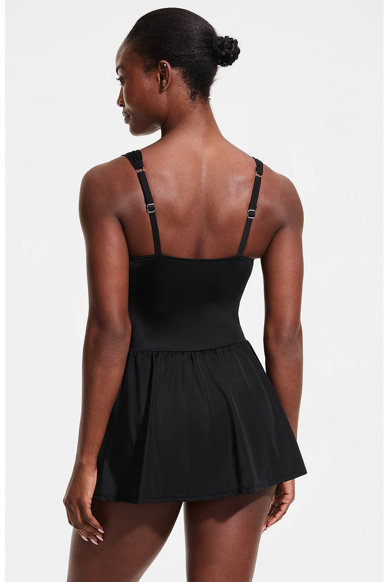 Slender Lite Sweetheart Shirred Swim Dress, Alternate, color, Black