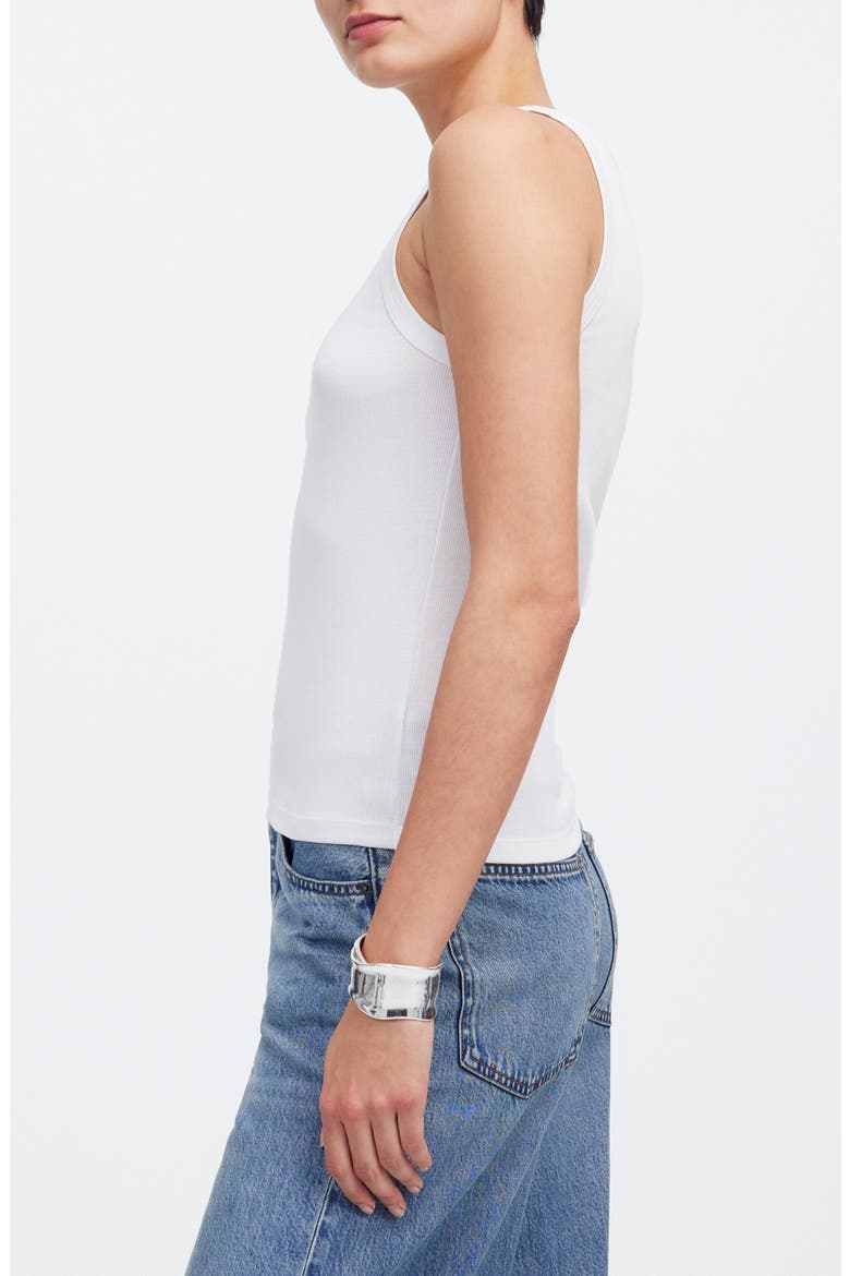 High Neck Cotton Tank, Alternate, color, WHITE