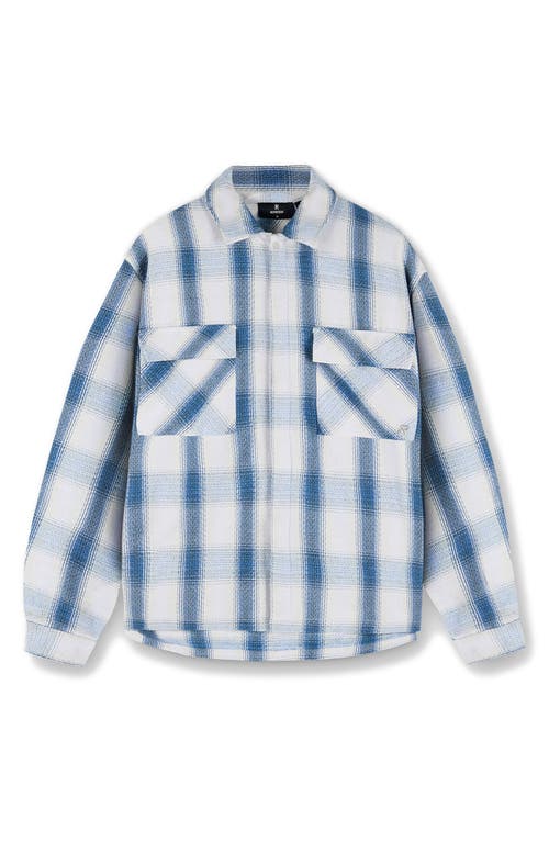 Represent Blue Shirt With Classic Collar And All-over Check Motif In Mid Blue