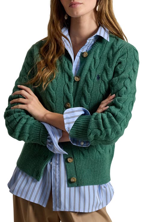 Cable Knit Wool & Cashmere Cardigan