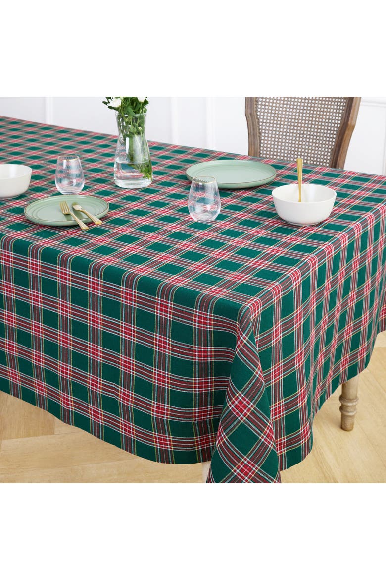 Linen Tablecloth - Green Tartan Plaid, Alternate, color, Green