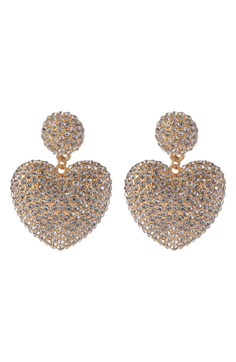 Laundry by Shelli Segal Pavé Heart Drop Earrings, Alternate, color, Gold