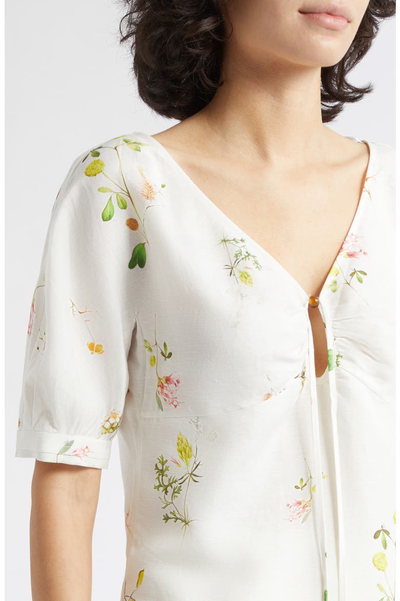 Quinny Floral Linen Blend Top, Alternate, color, IVORY