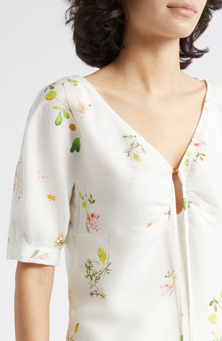 Reiss Quinny Floral Linen Blend Top, Alternate, color, Ivory