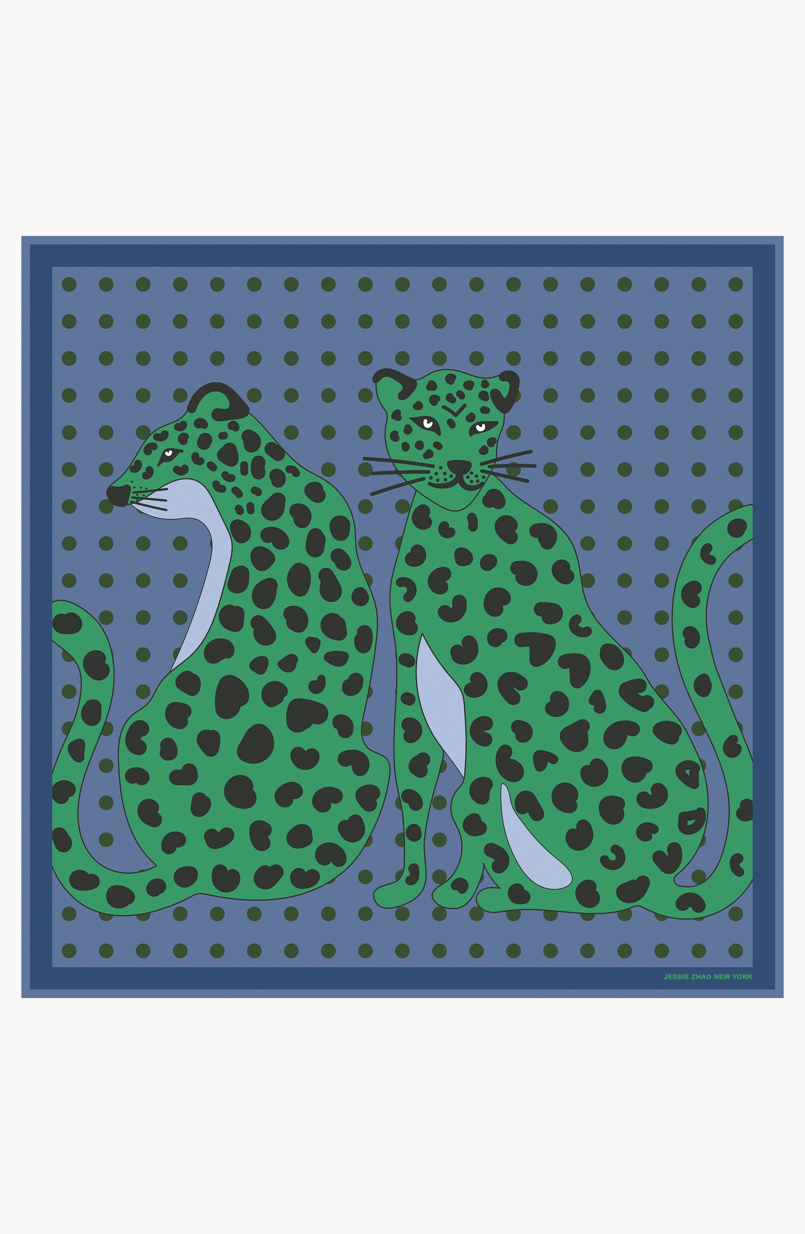 Jessie Zhao New York Twin Leopards Double Sided Silk Scarf (Women
