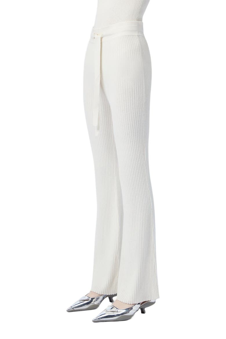 Drawstring Ribbed Cotton Silk Cashmere Blend Flares, Alternate, color, whisper white