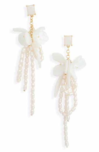 NORDSTROM RACK Resin & Faux Pearl Cluster Drop Earrings