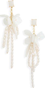 NORDSTROM RACK Resin & Faux Pearl Cluster Drop Earrings