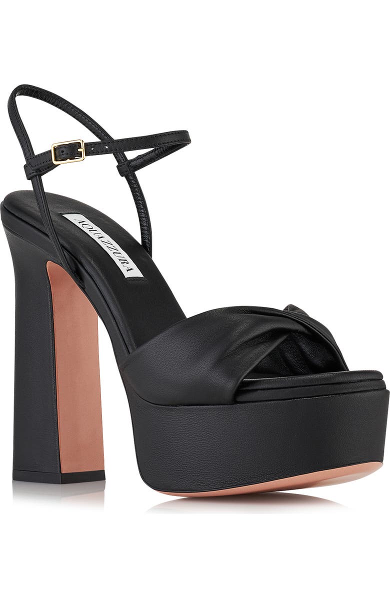 Aquazzura Twist Ankle Strap Platform Sandal, Main, color, Black