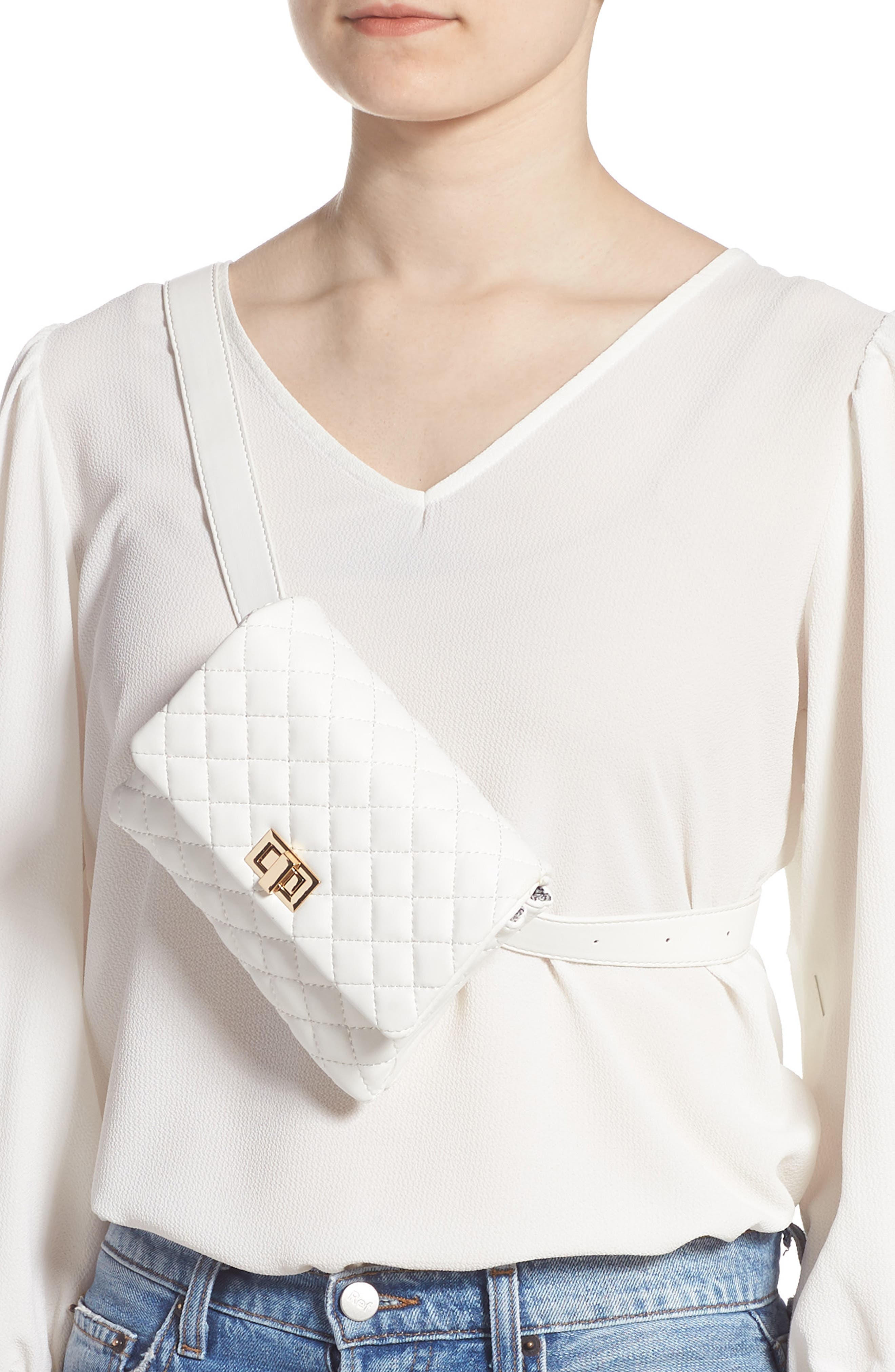 Mali + Lili Quilted Vegan Leather Belt Bag, Alternate, color, 