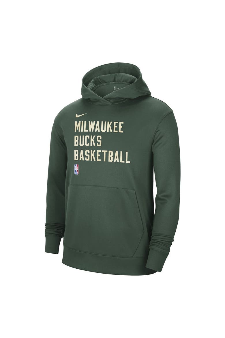 Unisex Nike Hunter Green Milwaukee Bucks 2023/24 Performance Spotlight On-Court Practice Pullover Hoodie, Alternate, color, Hunter Green