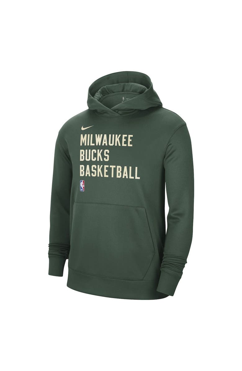 Nike Unisex Nike Hunter Green Milwaukee Bucks 2023/24 Performance Spotlight On-Court Practice Pullover Hoodie, Alternate, color, Hunter Green