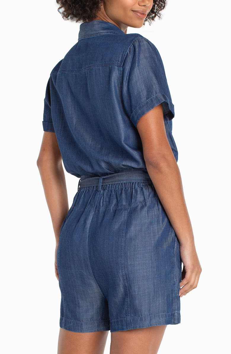 Liverpool Los Angeles Short Sleeve Romper, Alternate, color, Serene Dark