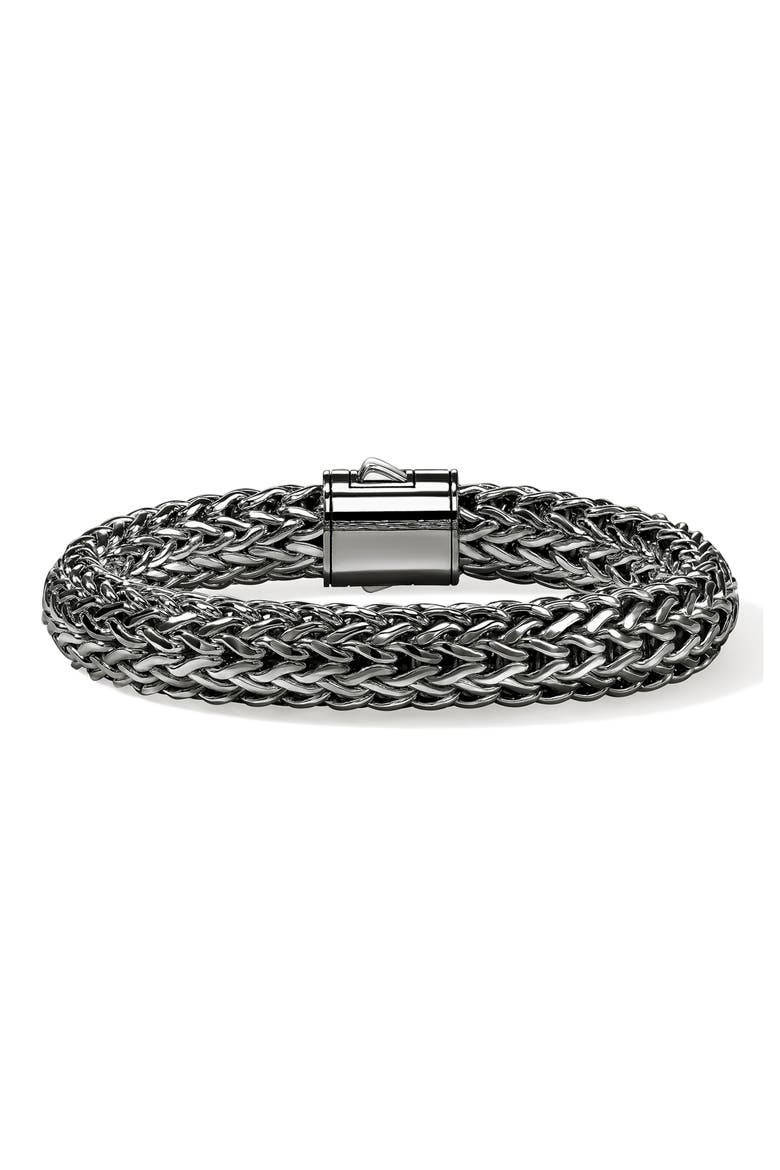 Icon Bracelet, Sterling Silver, Pavé, 10.5mm, Alternate, color, DARKENED SILVER/BLACK SAPPHIRE