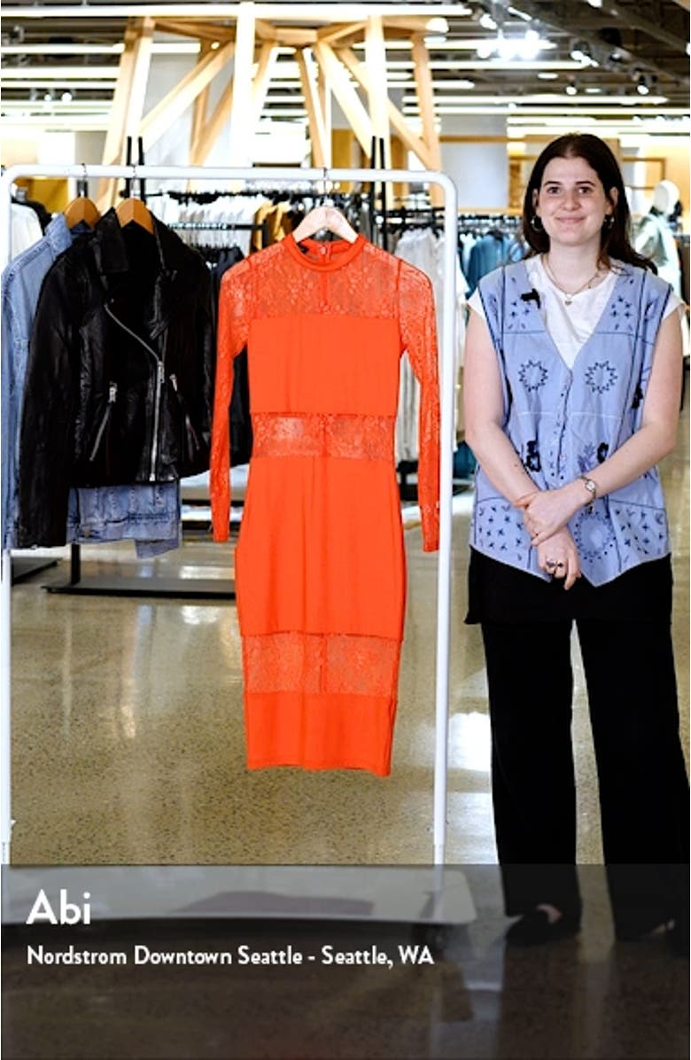 Lace Inset Long Sleeve Midi Dress, sales video thumbnail