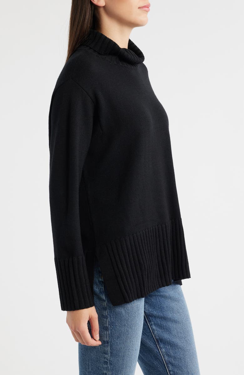 Eileen Fisher Turtleneck Merino Wool Sweater, Alternate, color, Black