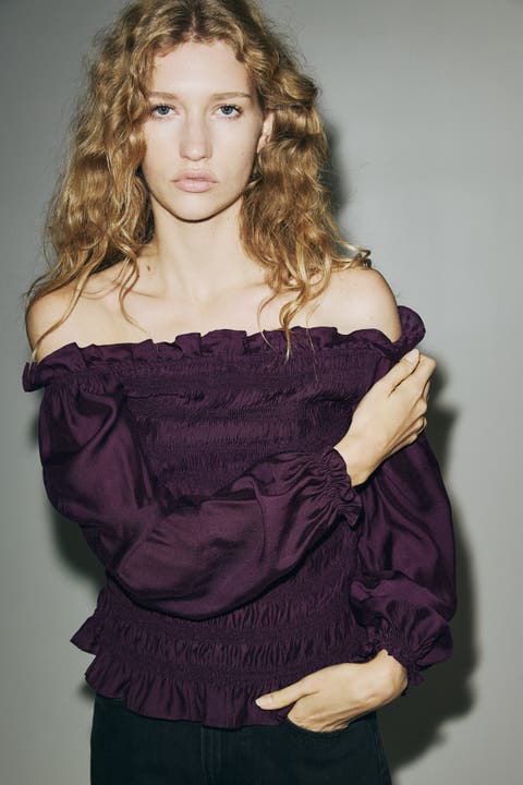 Smocked Off-the Shoulder Blouse
