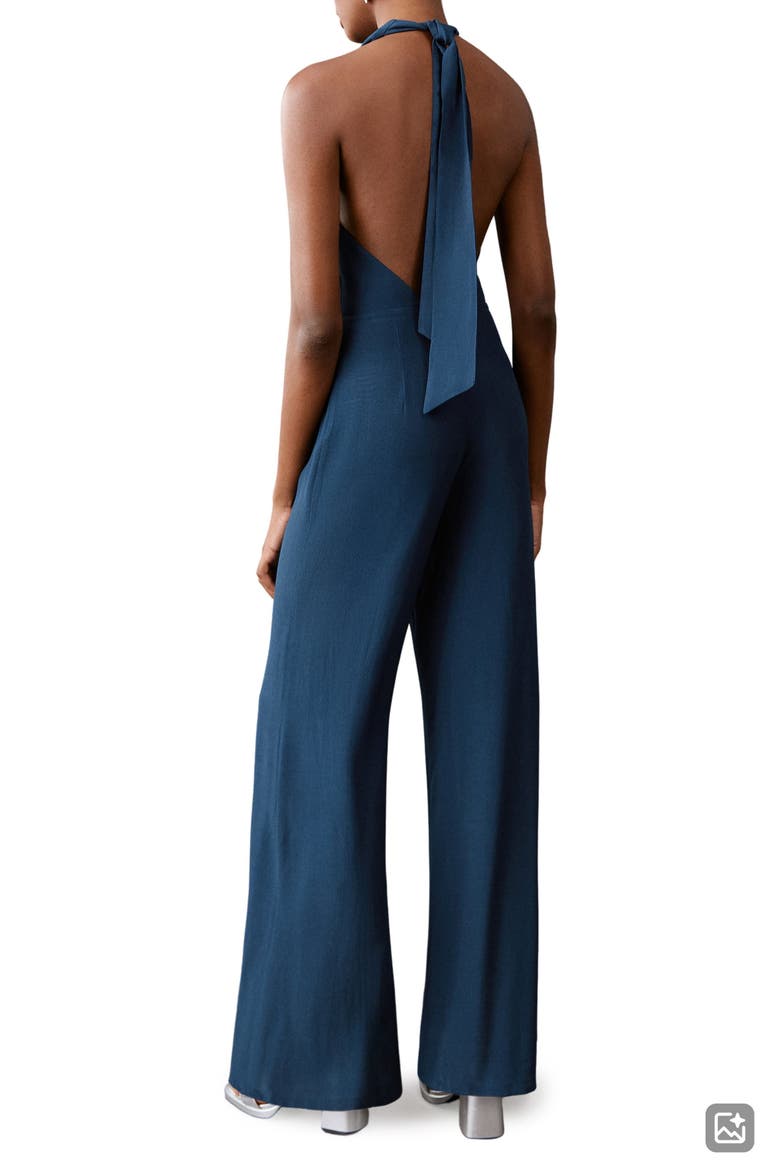 Wide Leg Halter Jumpsuit, Alternate, color, NAVY