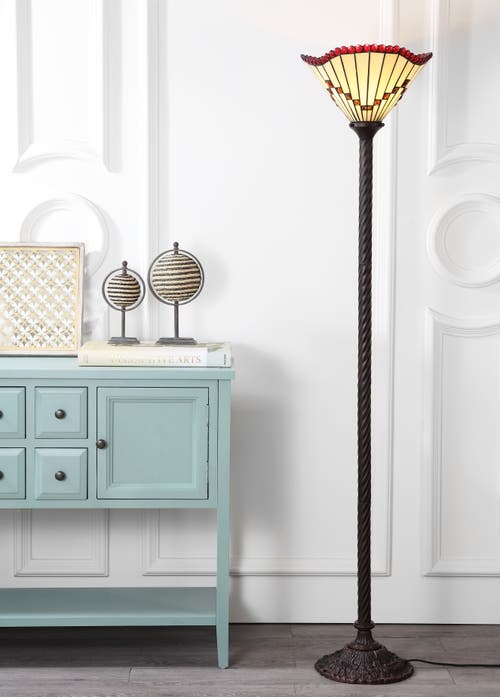 Jonathan Y Smith Tiffany-style 70.5" Torchiere Led Floor Lamp, Bronze In Bronze