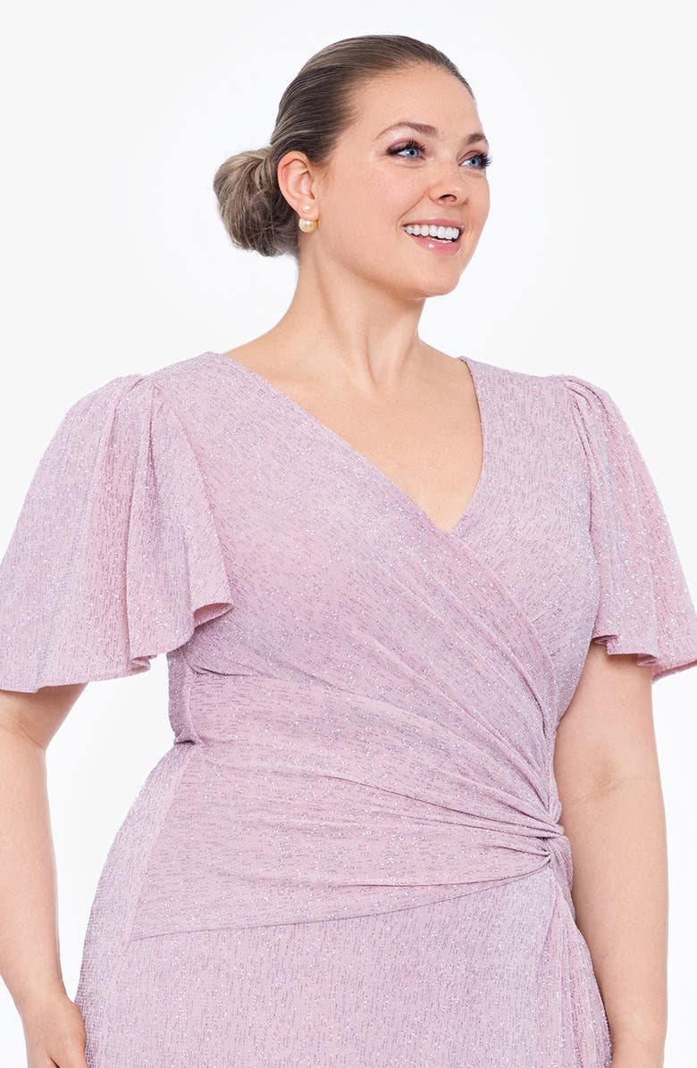 Xscape Evenings Glitter Surplice V-Neck Maxi Dress, Alternate, color,