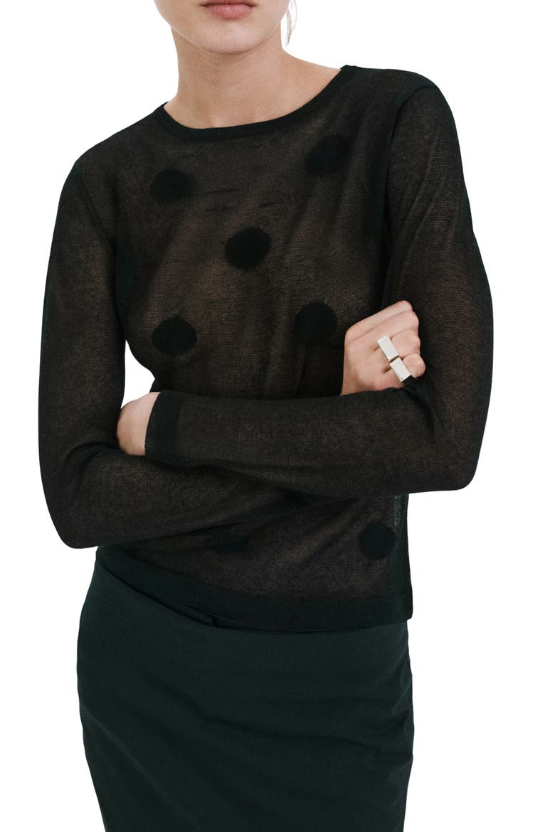 Dot Sweater, Main, color, BLACK