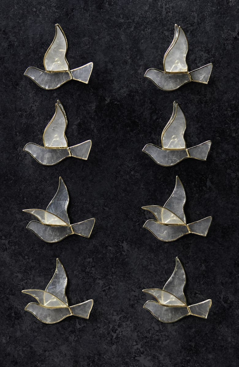 Balsam Hill Golden Dove Capiz Ornament Set, Alternate, color, Natural