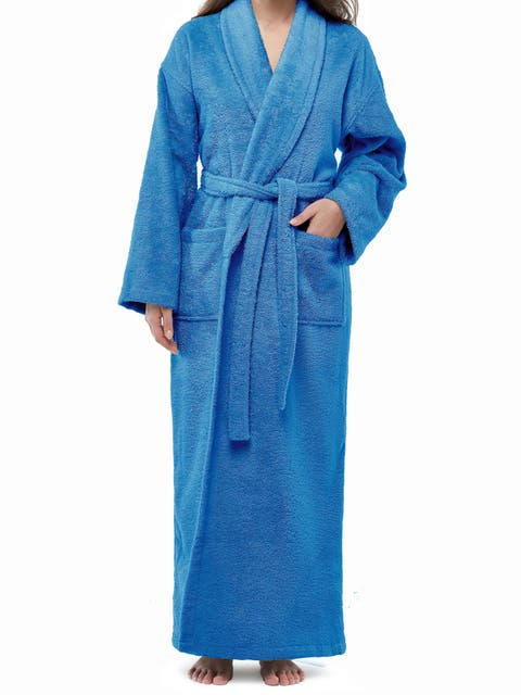 Womens Classic Shawl Collar Ankle Length Terry Bathrobe