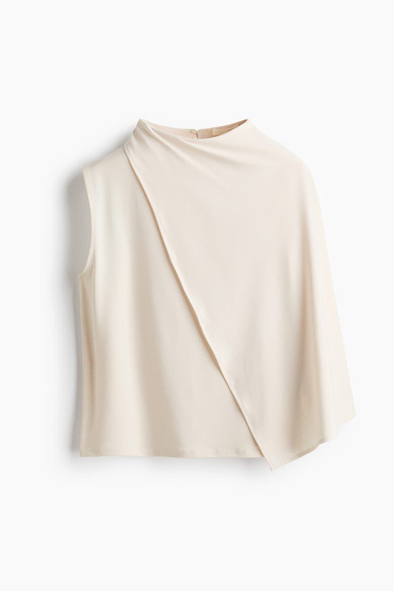 Cape-detail Crêpe Top, Main, color, Cream