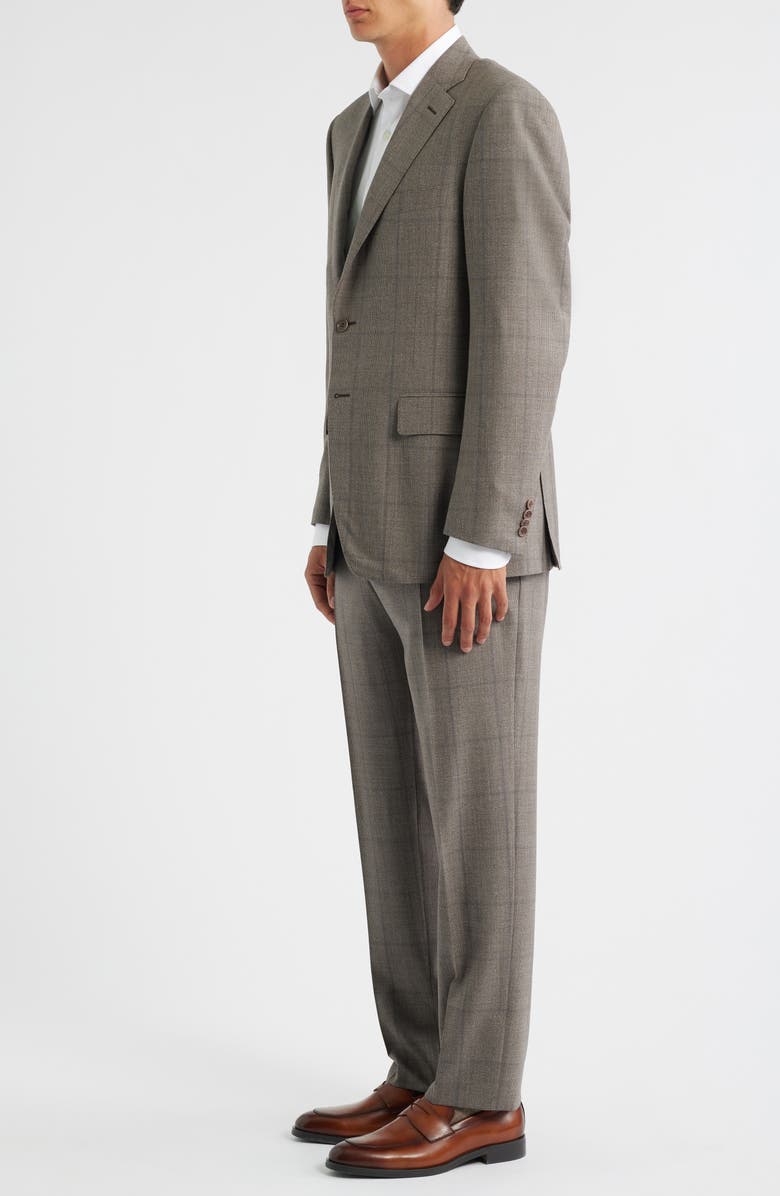 Canali Siena Regular Fit Brown Glen Plaid Impeccabile Wool Suit, Alternate, color, Beige