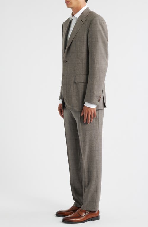 Canali Siena Regular Fit Brown Glen Plaid Impeccabile Wool Suit In Gray