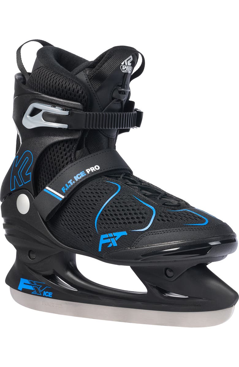 K2 F.I.T. Ice Pro Mens Ice Skates, Main, color, Black/Blue