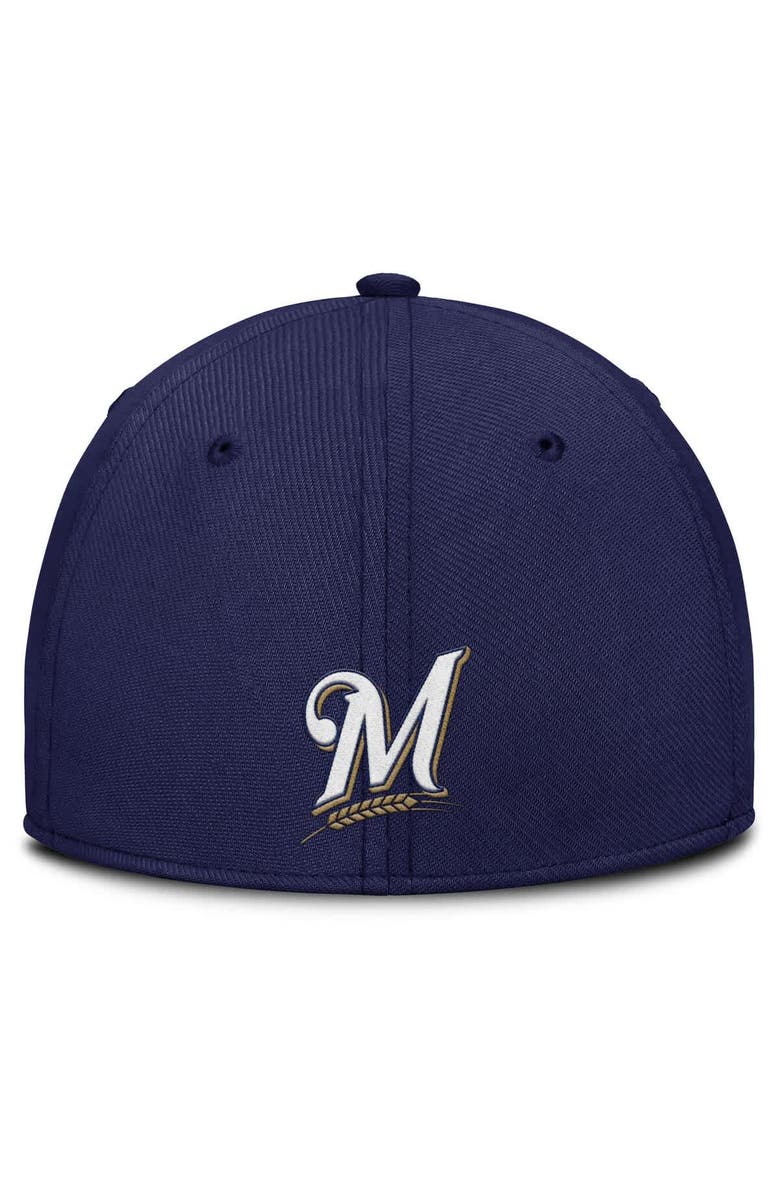 Nike Men's Nike Gray/Navy Milwaukee Brewers Rise Swoosh Performance Flex Hat, Alternate, color, Gray