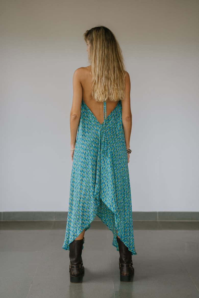 Classic Silk Dress Moksha, Alternate, color, Truquoise Print