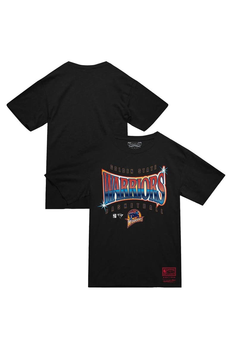 Men's Mitchell & Ness  Black Golden State Warriors Worldwide Collection Glow Up T-Shirt, Alternate, color, Black
