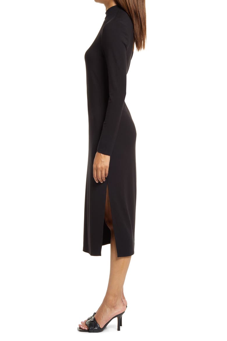 Mock Neck Long Sleeve Dress, Alternate, color, BLACK