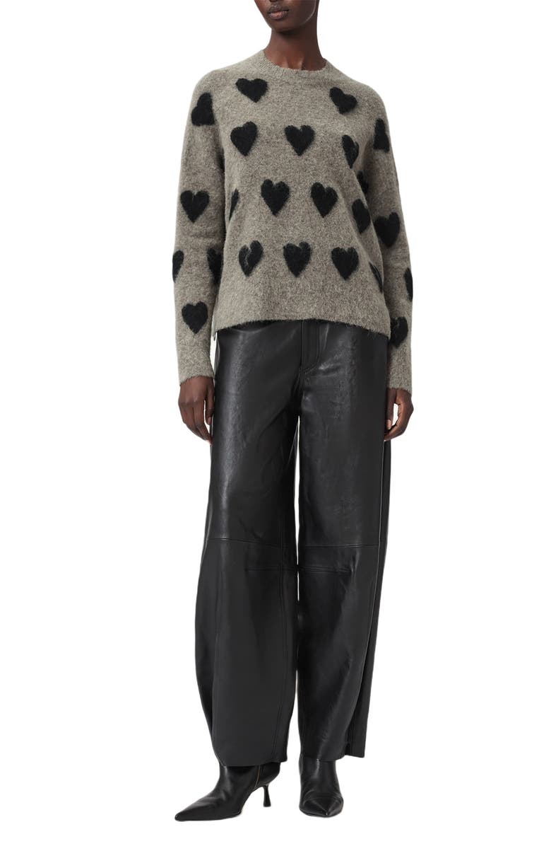 AllSaints Amora Jacquard Alpaca & Wool Blend Sweater, Alternate, color, Walnut Brown/ Black