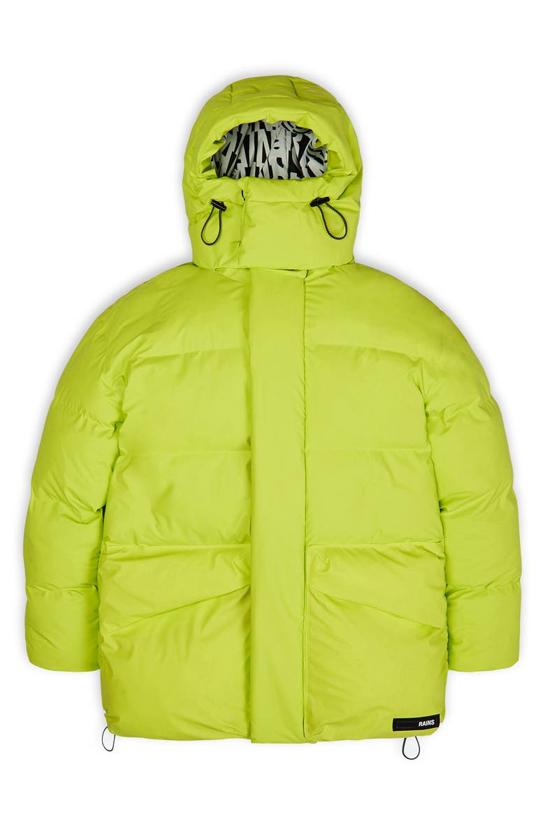 Rains Block Waterproof Puffer Jacket, Alternate, color, 40 Digital Lime