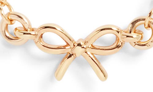 Set & Stones Bow & Freshwater Pearl Station Necklace In Gold
