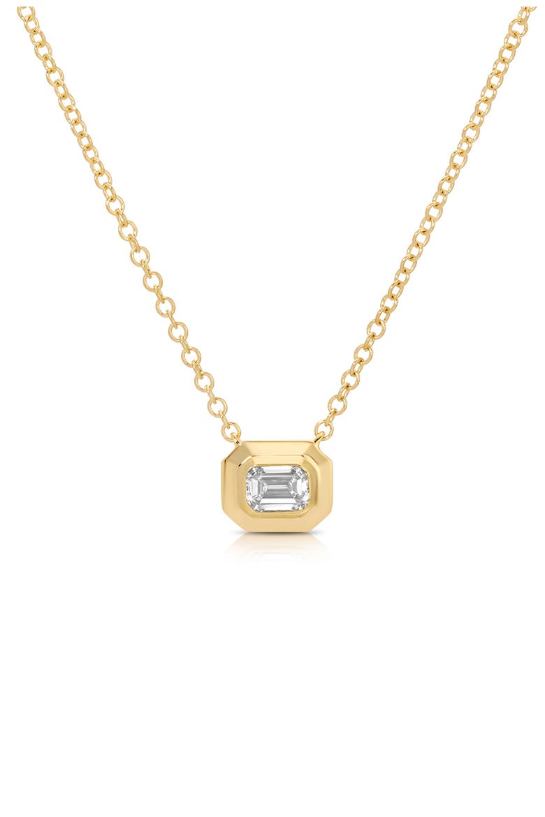 Emerald Cut Diamond Pendant Necklace, Main, color, 14K YELLOW GOLD / DIAMOND