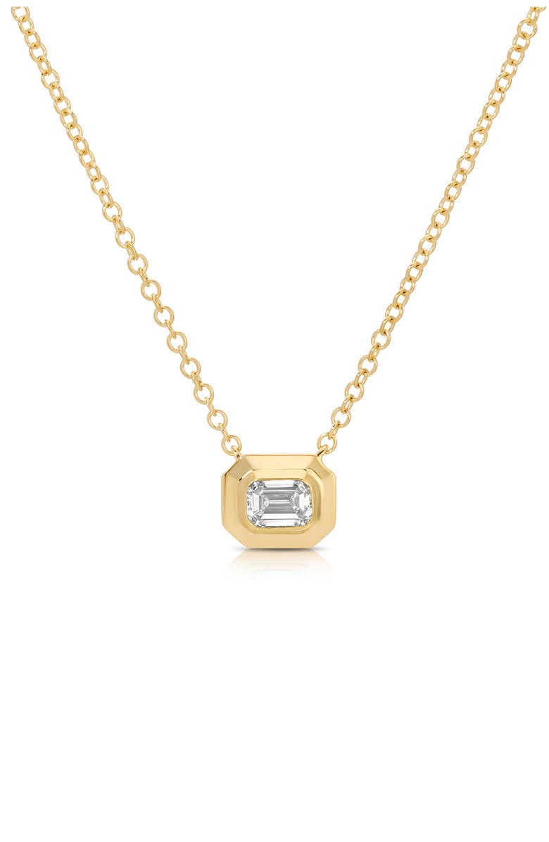 EF Collection Emerald Cut Diamond Pendant Necklace, Main, color, 14K Yellow Gold / Diamond
