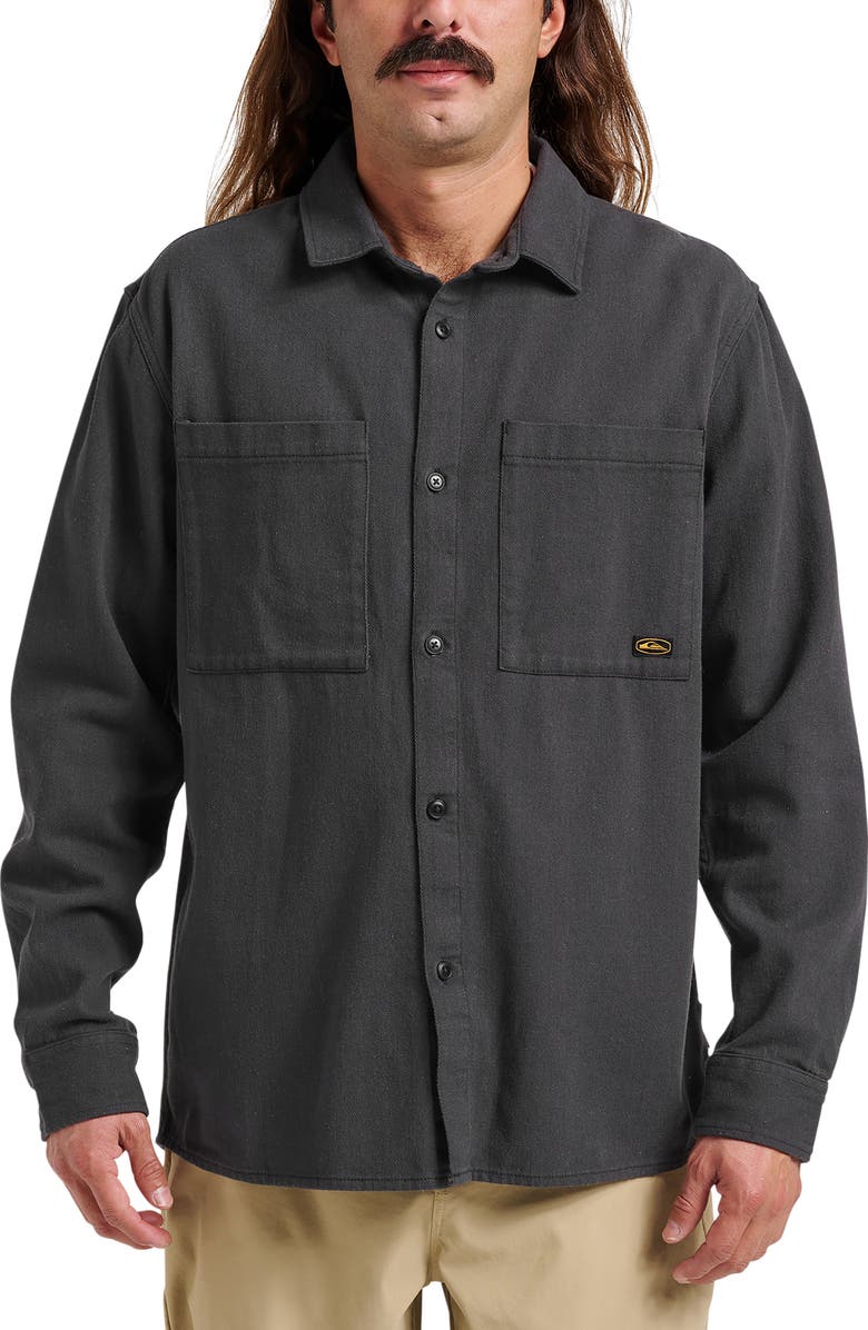 Quiksilver Herson Cotton Twill Buton-Up Overshirt, Main, color, Phantom