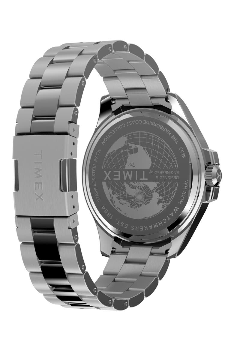 Harborside Coast Multifunction 43mm Stainless Steel Bracelet Watch, Alternate, color, BLACK/ SILVER-TONE