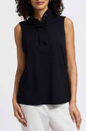 Foxcroft Tammy Ruffle Collar Crepe Sleeveless Top